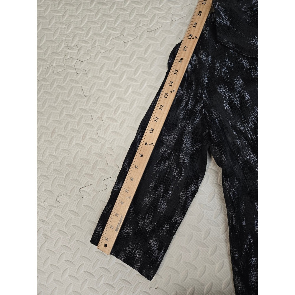 Eileen Fisher PP Petite Black Silver Ikat Jacquard Kimono Jacket 3/4 Sleeve - Picture 11 of 11